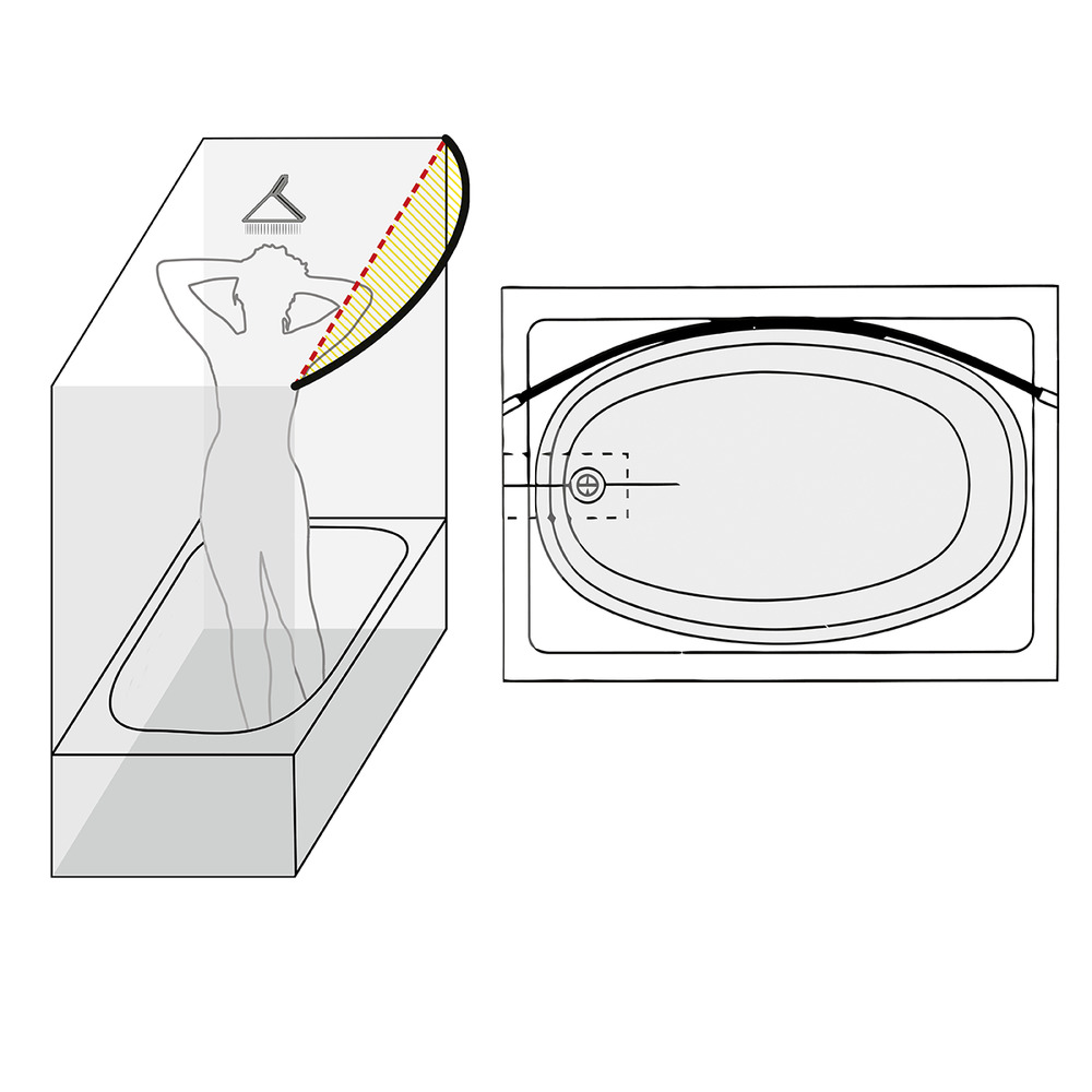 Telescopische badrail gebogen chroom