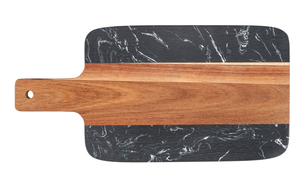 Snijplank Mod. Atami, acaciahout, marmer, naturel/zwart, 37x18x1 cm