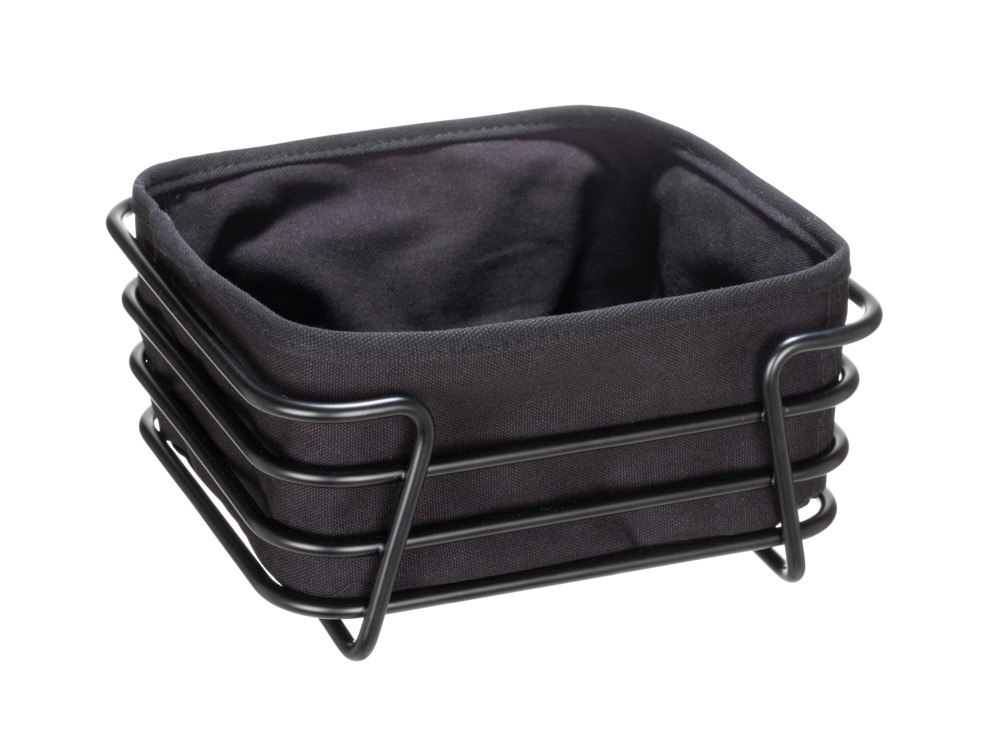 Broodmand Mod. Kendra, zwart, ijzer/katoen, 21x9x21 cm