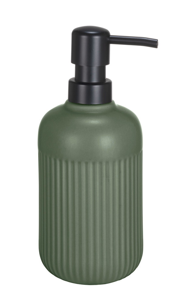 Zeepdispenser Mod. Refia, groen, zwart, ABS, 0,4 l, Ø8x19 cm