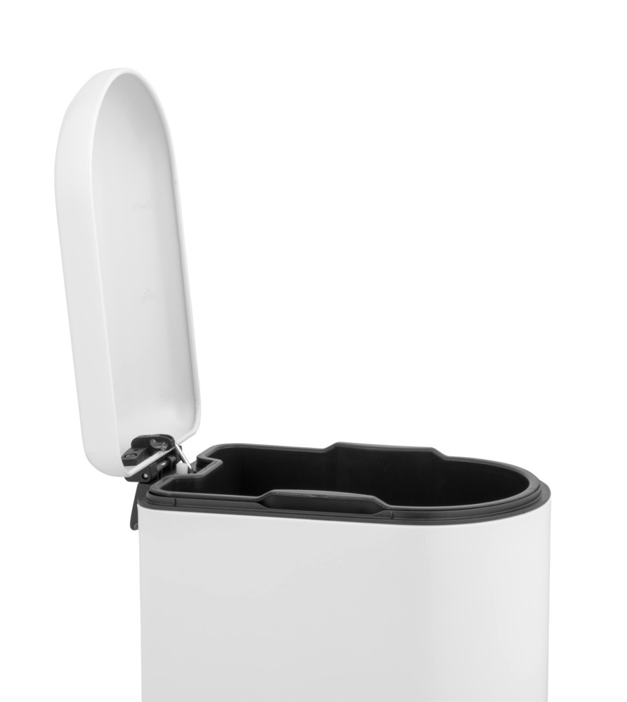 Pedaalemmer Mod. Lara 10L, wit/zwart, metaal/kunststof, 31x39x18 cm