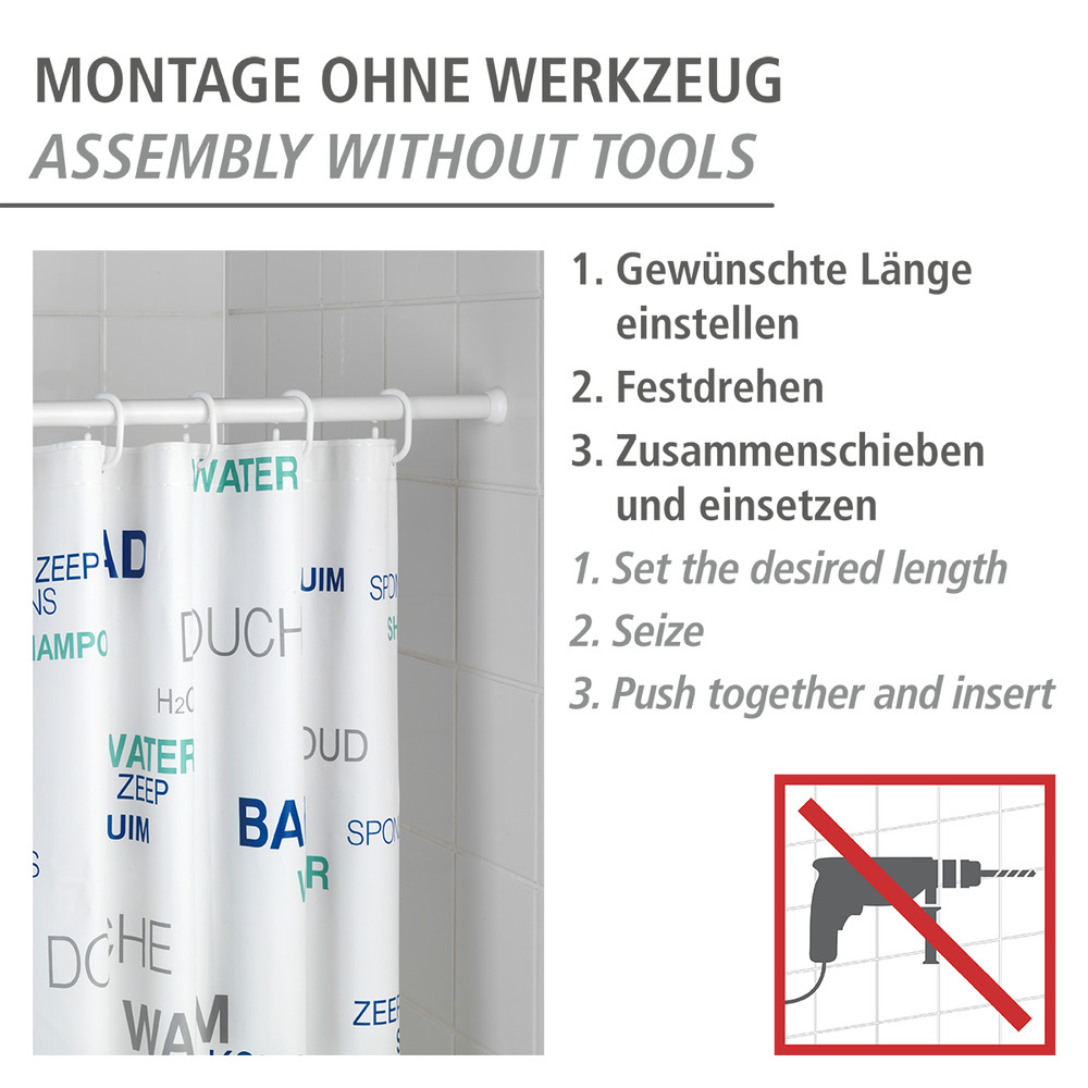 Telescopische douchestang wit 110 - 185 cm