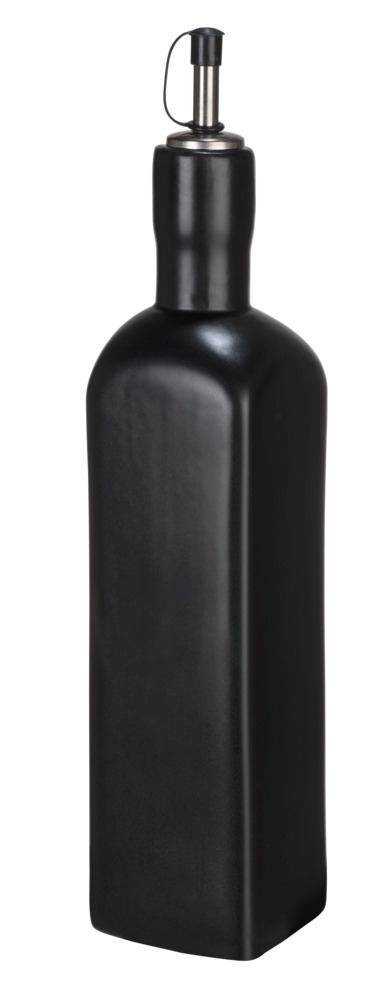 Olie- en azijndispenser Mod. Olivia, zwart, keramiek, roestvrij staal, 0,6 l