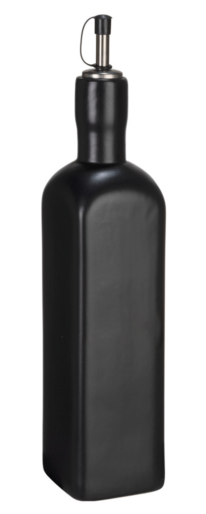 Olie- en azijndispenser Mod. Olivia, zwart, keramiek, roestvrij staal, 0,6 l