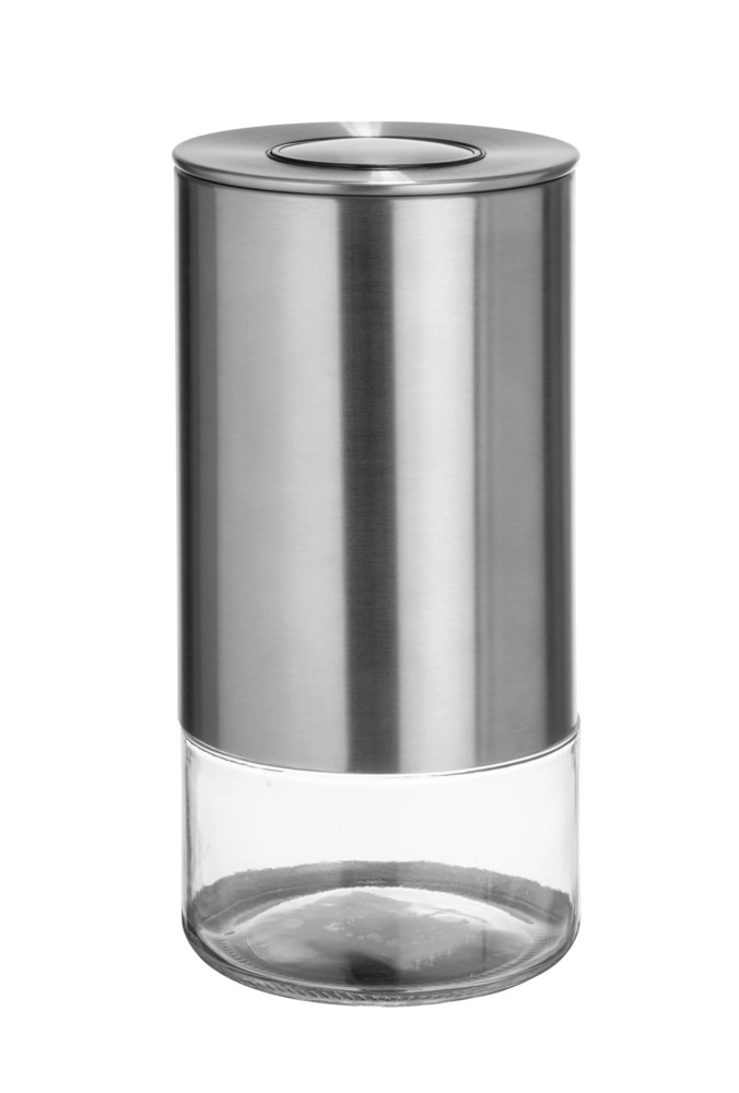 Voorraadpot Mod. Enola, 0,98L, glas, roestvrij staal, transparant/zilver/zwart