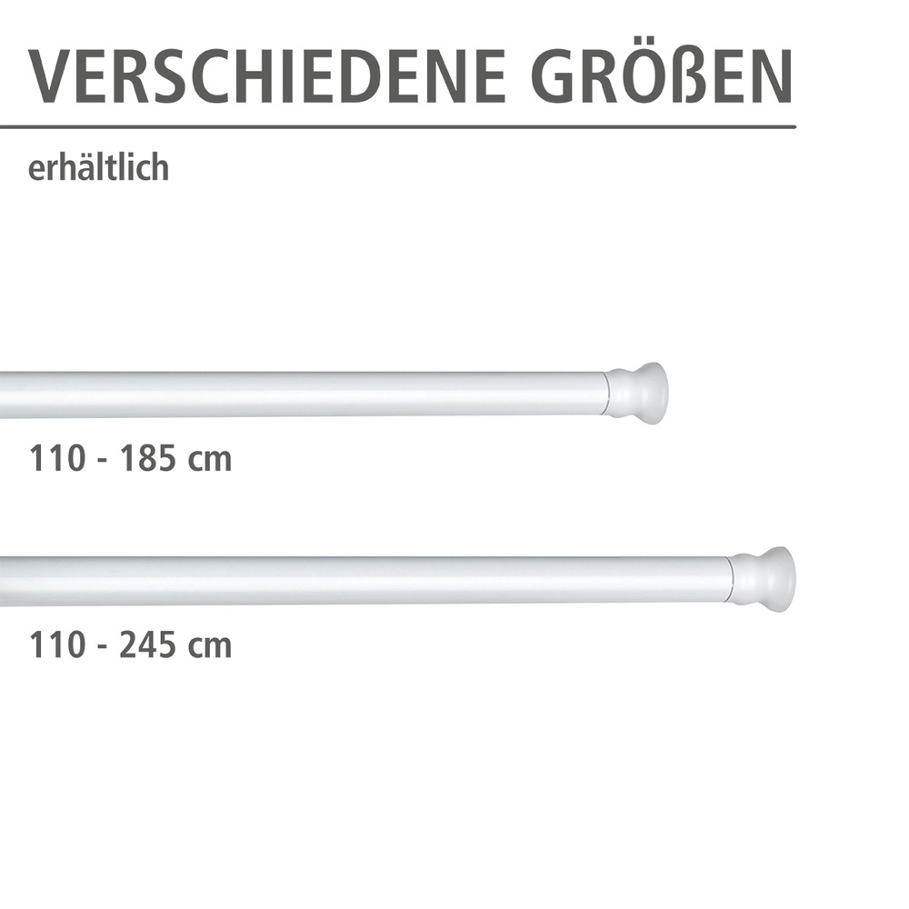 Telescopische douchestang extra sterk wit 110 - 185 cm