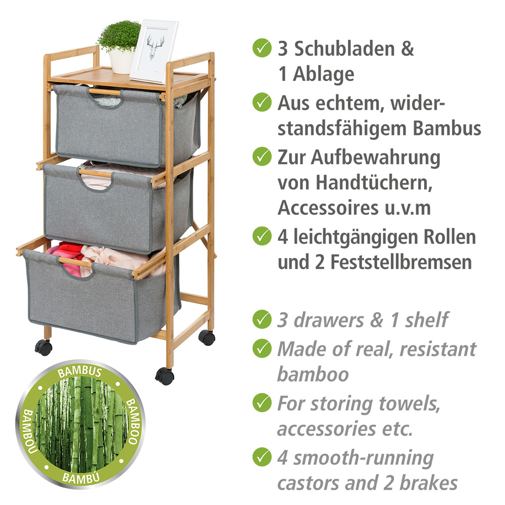 Huishoudwagen met 3 bamboe laden Bahari