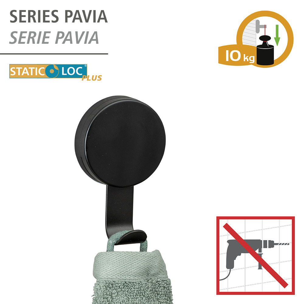 Static-Loc® Plus wandhaak Pavia zwart set van 2