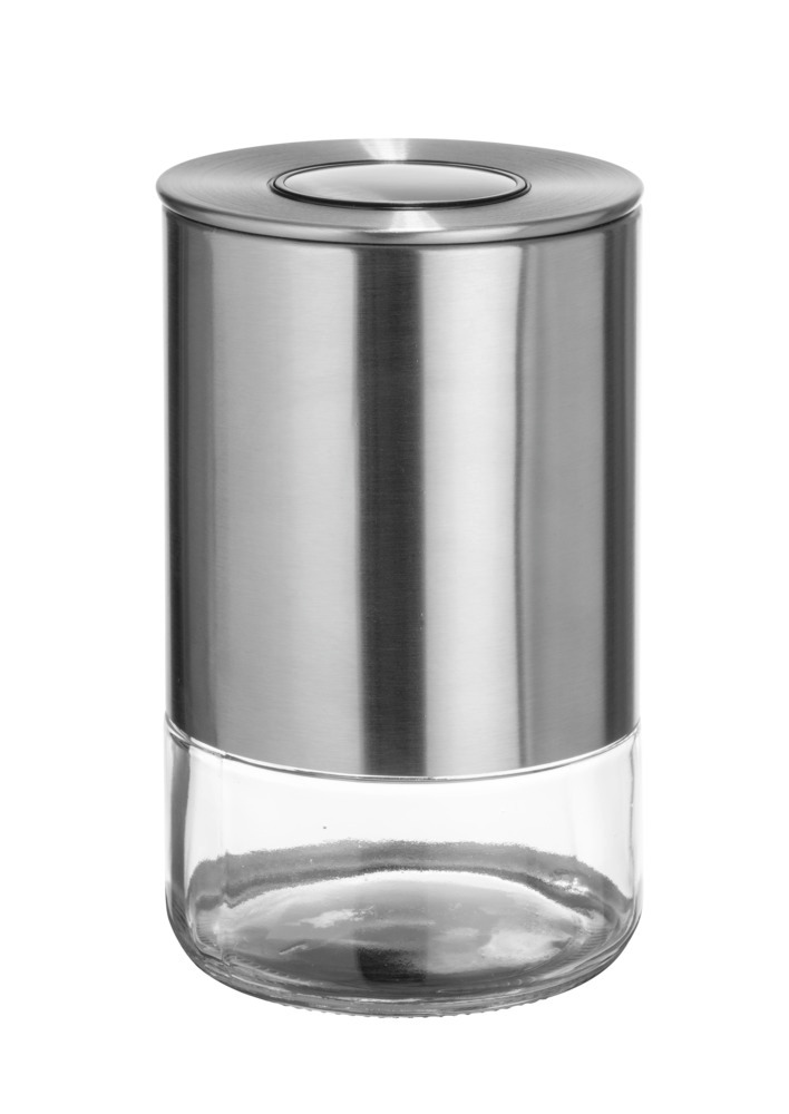 Voorraadpot Mod. Enola, 0.68L, transparant, glas/metaal, Ø10x16cm