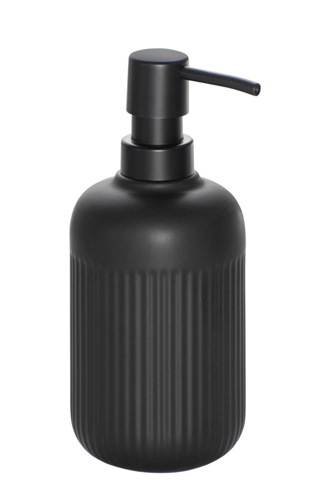 Zeepdispenser Mod. Refia, zwart, ABS, 0.4L, Ø8x19cm, cilindrisch