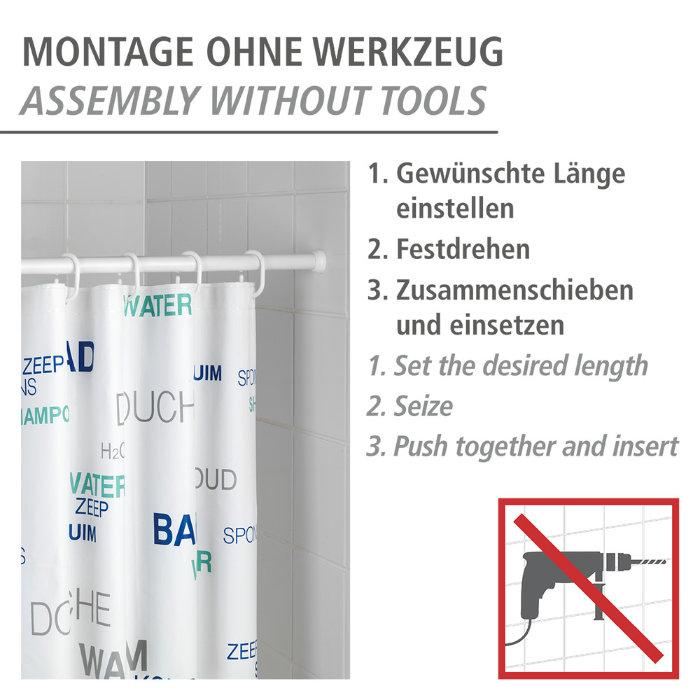 Telescopische douchestang wit 70 - 115 cm