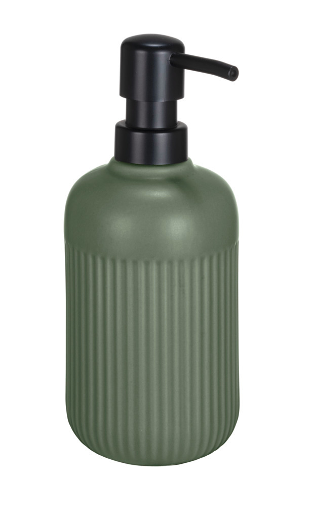 Zeepdispenser Mod. Refia, groen, zwart, ABS, 0,4 l, Ø8x19 cm