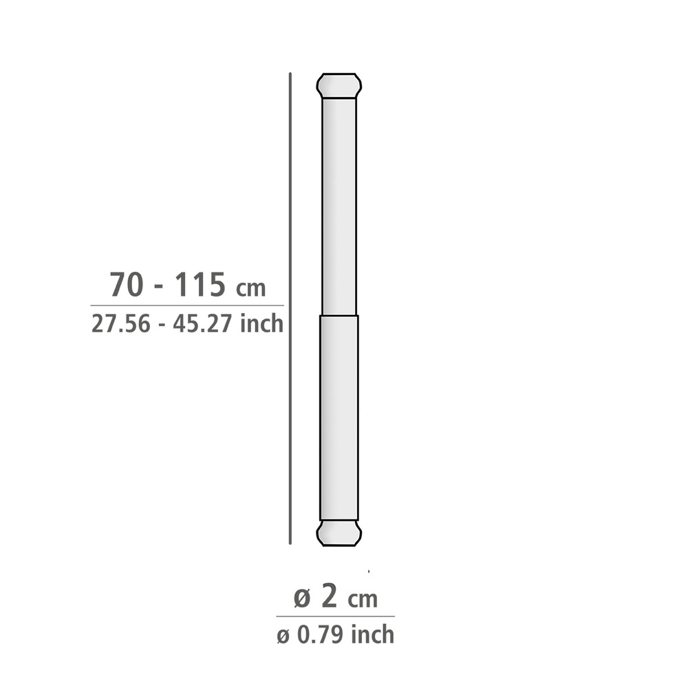 Telescopische douchestang wit 70 - 115 cm