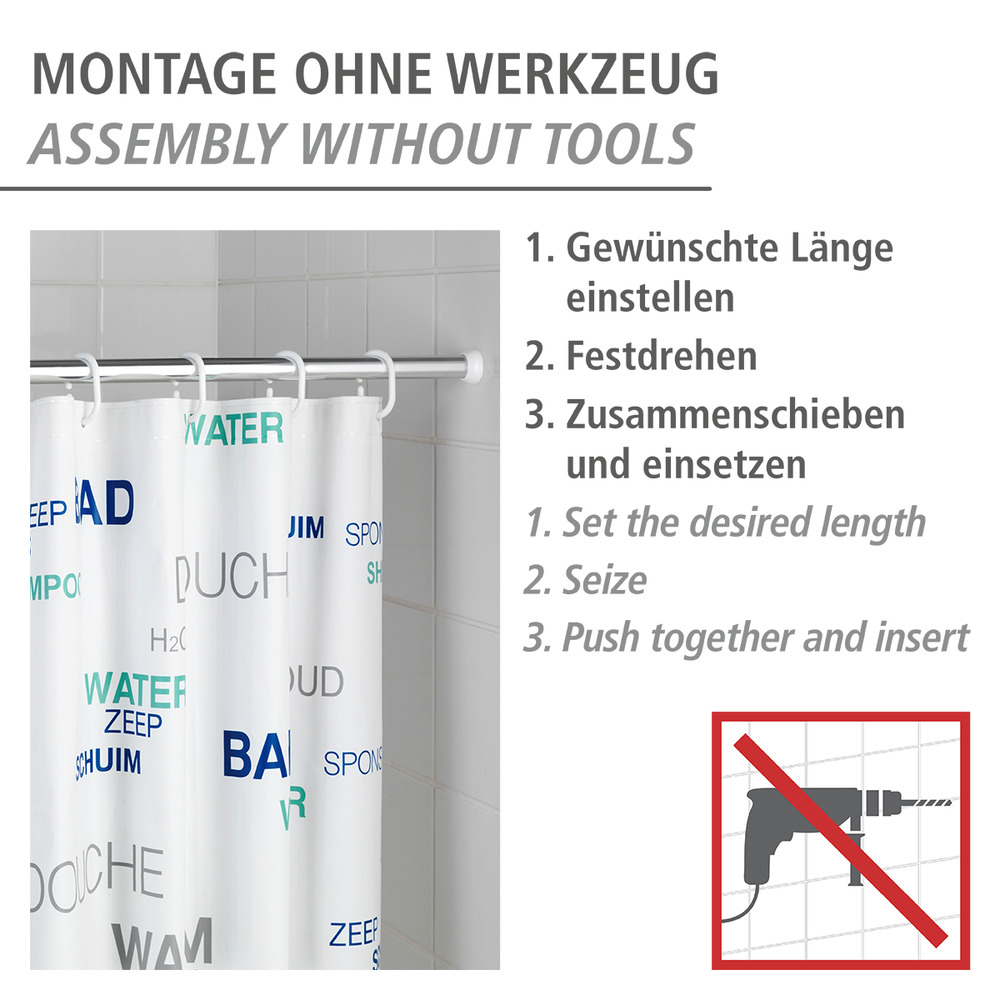 Telescopische douchestang chroom 110 - 185 cm