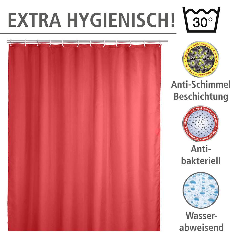 Anti-schimmel douchegordijn Uni Rood
