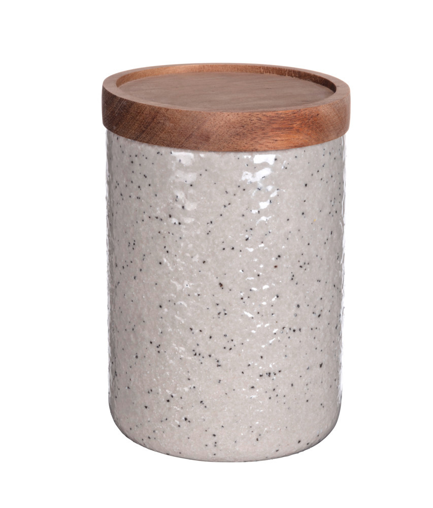 Opbergblik Mod. Flint, grijs, keramiek, acaciahout, 0.6L