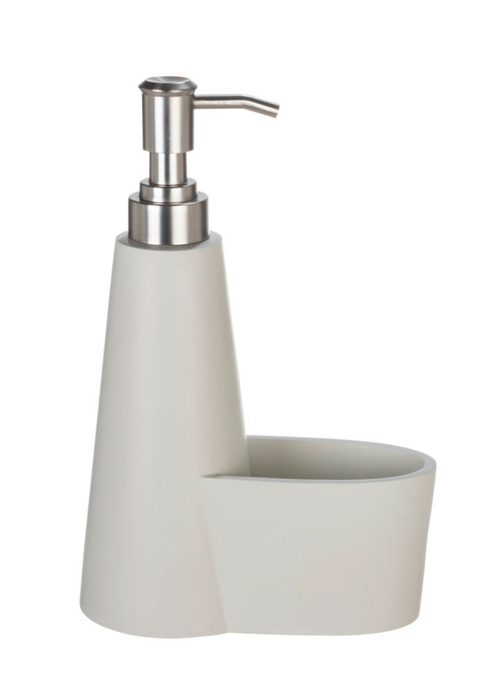 Zeepdispenser Mod. Simra, crème/zilver, polyresin, 0,3l, 14,5x22,5x8 cm