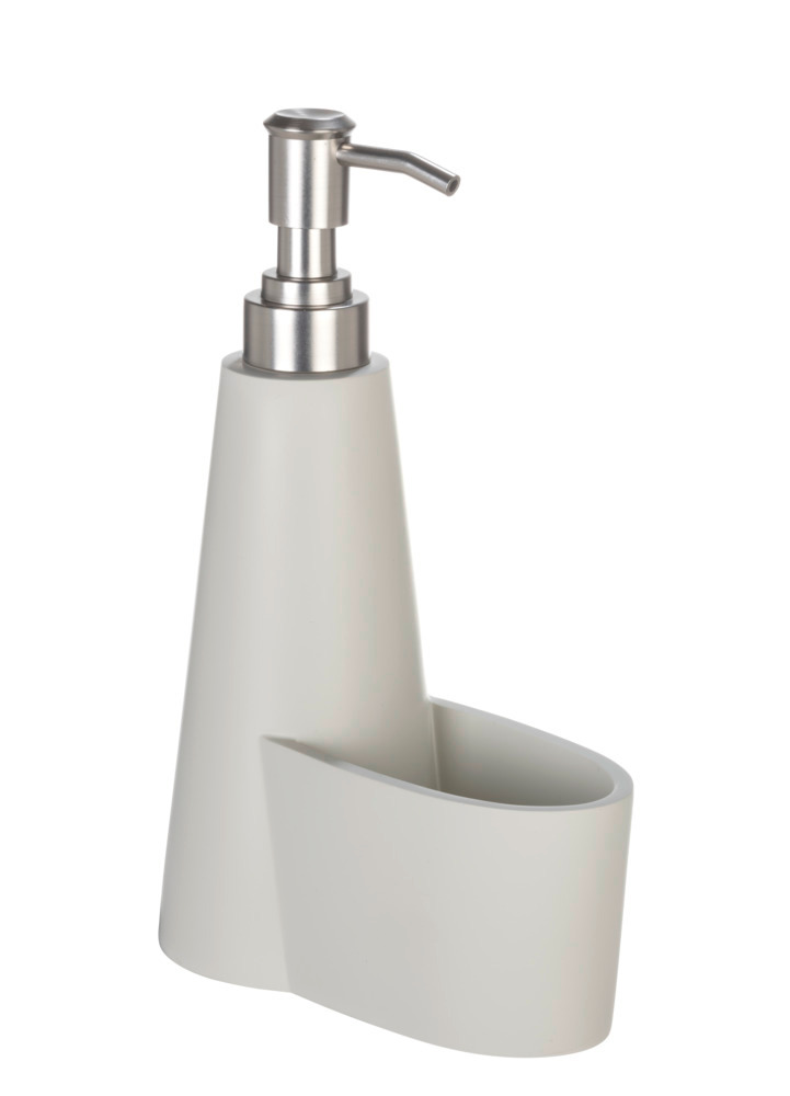 Zeepdispenser Mod. Simra, crème/zilver, polyresin, 0,3l, 14,5x22,5x8 cm