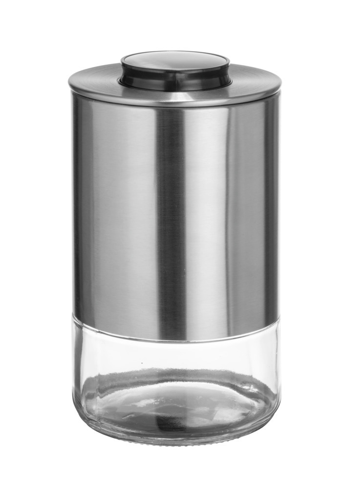 Voorraadpot Mod. Enola, 0.68L, transparant, glas/metaal, Ø10x16cm