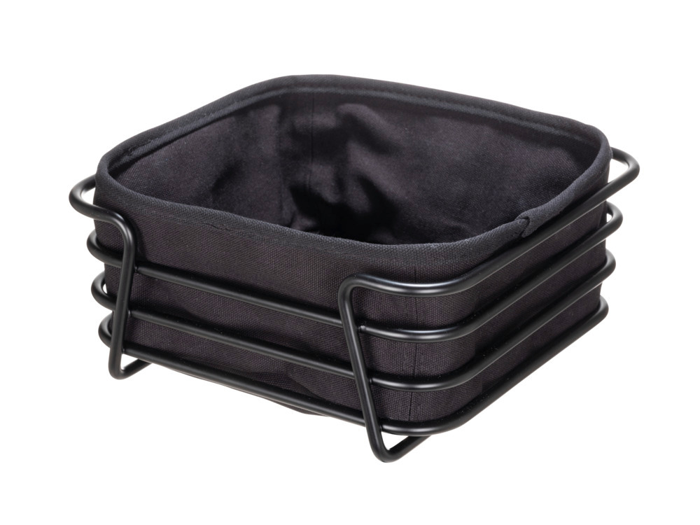 Broodmand Mod. Kendra, zwart, ijzer/katoen, 21x9x21 cm