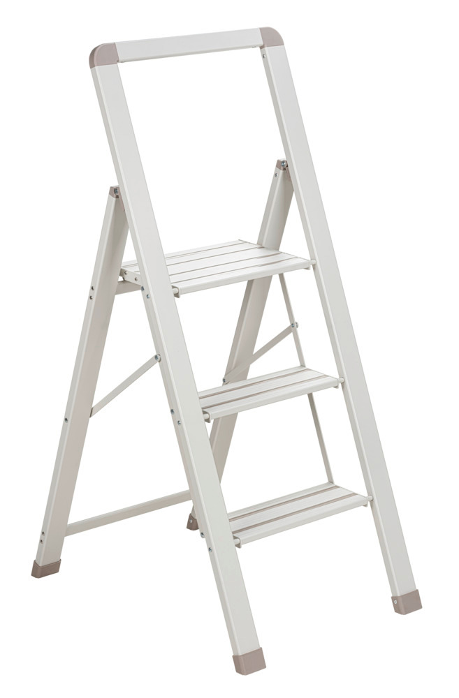 Opvouwbare trapladder Mod. Jolie, beige, aluminium, 45,6x107x65,4 cm