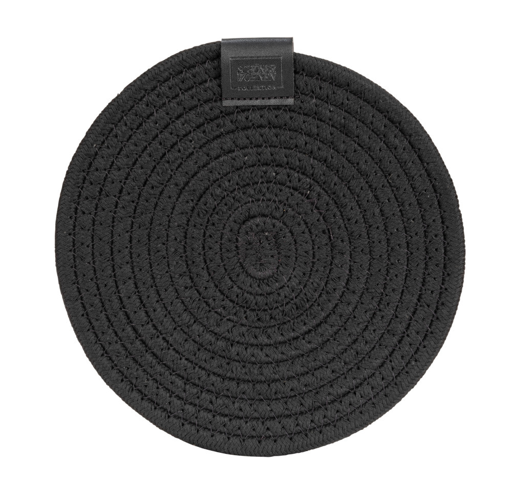 Onderzetter Mod. Svea, zwart, polyester/PVC, Ø20x1 cm