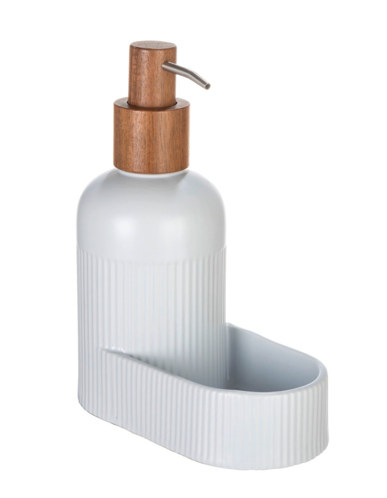 Zeepdispenser Mod. Refia, wit, acaciahout, 0.4L, 16x19x8 cm