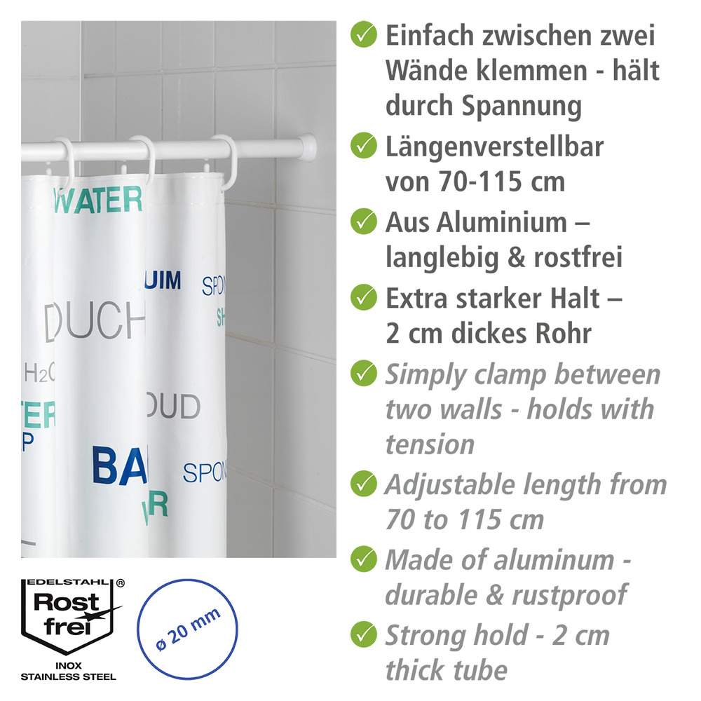 Telescopische douchestang wit 70 - 115 cm