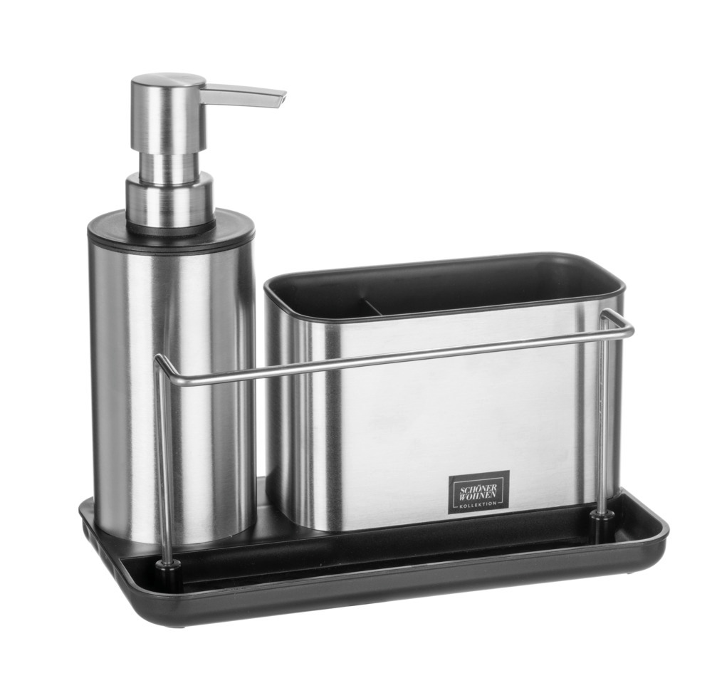 Spoelorganizer Mod. Shirley, zilver/zwart, roestvrij staal, 21x18,5x11,5 cm
