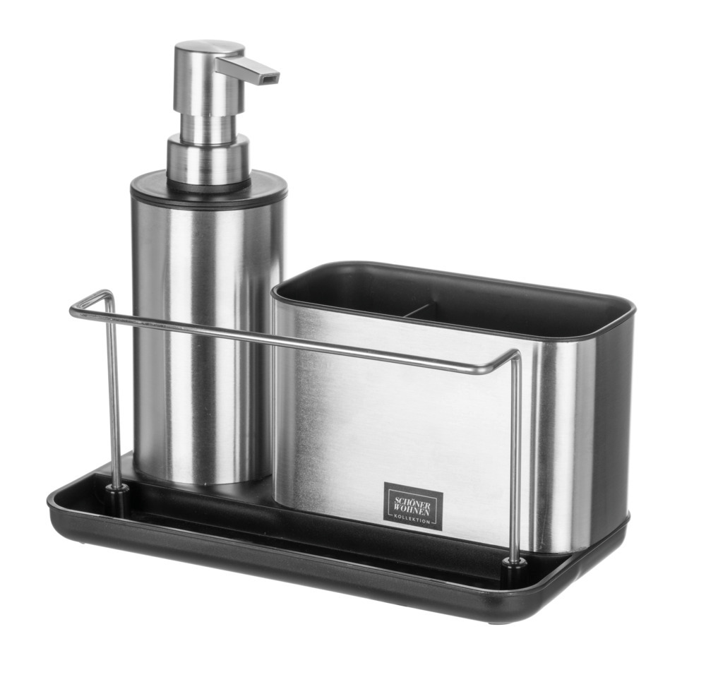 Spoelorganizer Mod. Shirley, zilver/zwart, roestvrij staal, 21x18,5x11,5 cm