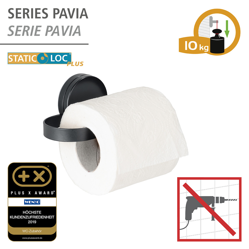 Static-Loc® Plus toiletrolhouder Pavia Zwart