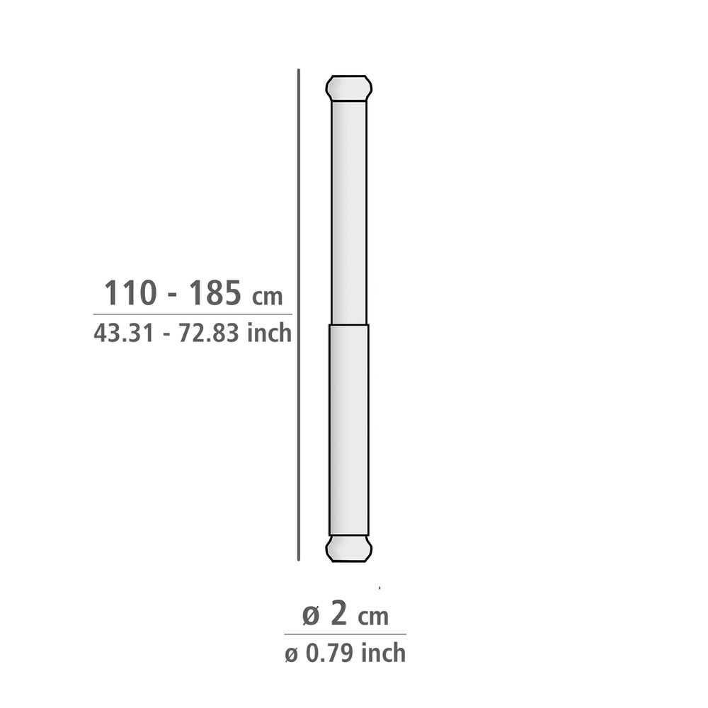 Telescopische douchestang chroom 110 - 185 cm