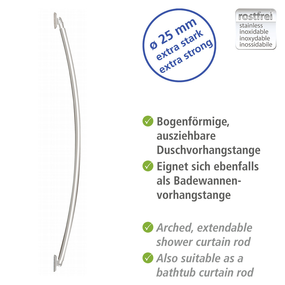 Telescopische badrail gebogen chroom