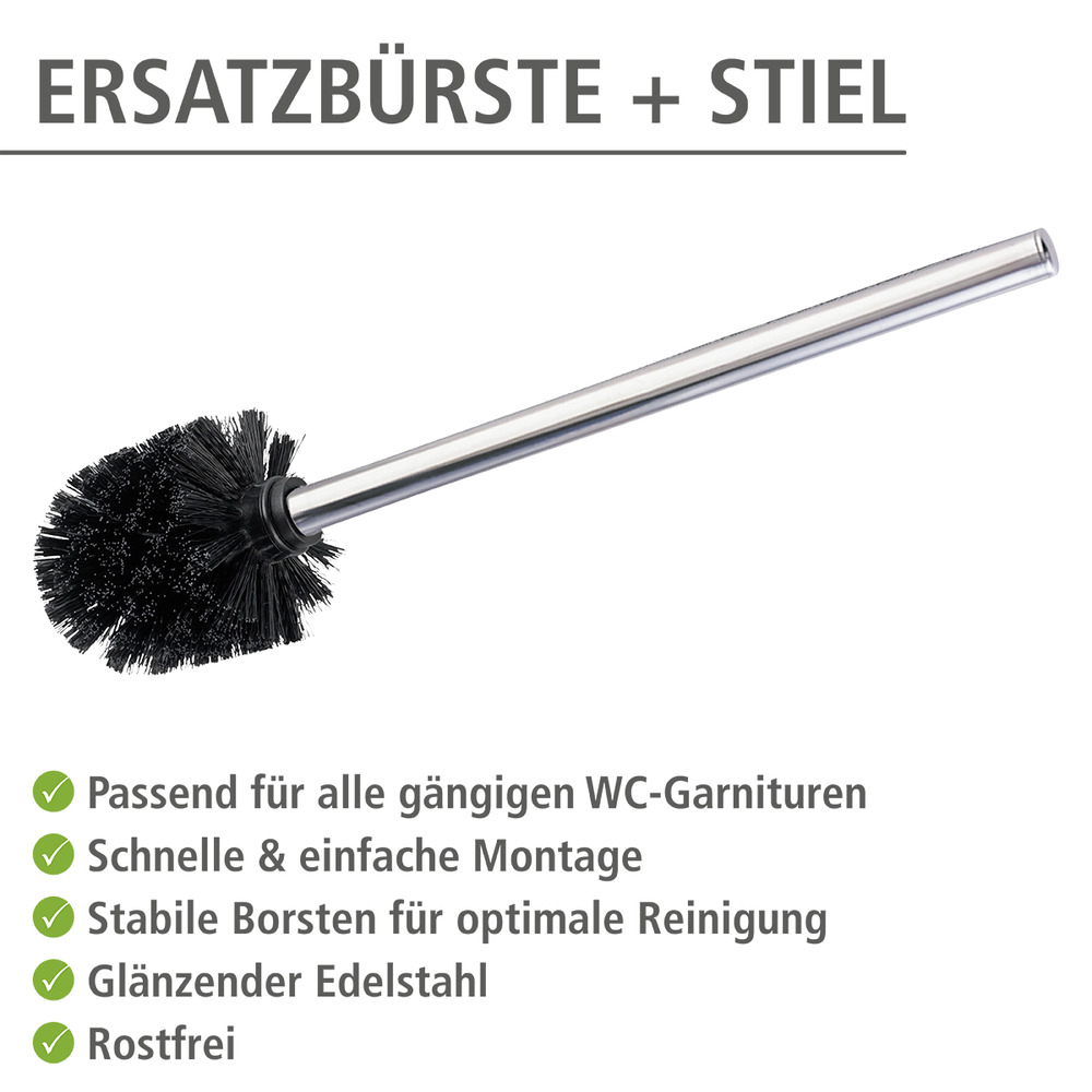 Toiletborstel met roestvrijstalen steel - set van 4, verwisselbare kop Ø 8 cm