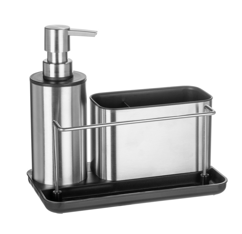 Spoelorganizer Mod. Shirley, zilver/zwart, roestvrij staal, 21x18,5x11,5 cm