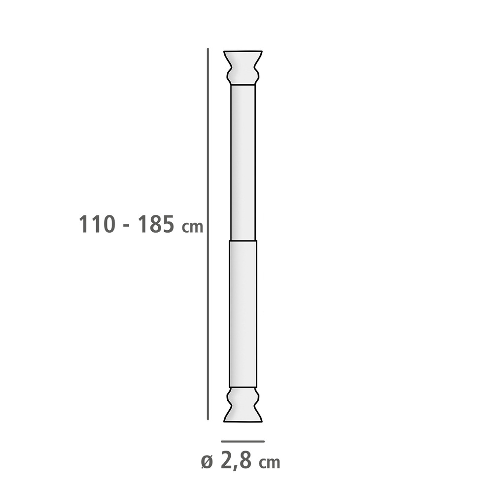 Telescopische douchestang extra sterk wit 110 - 185 cm